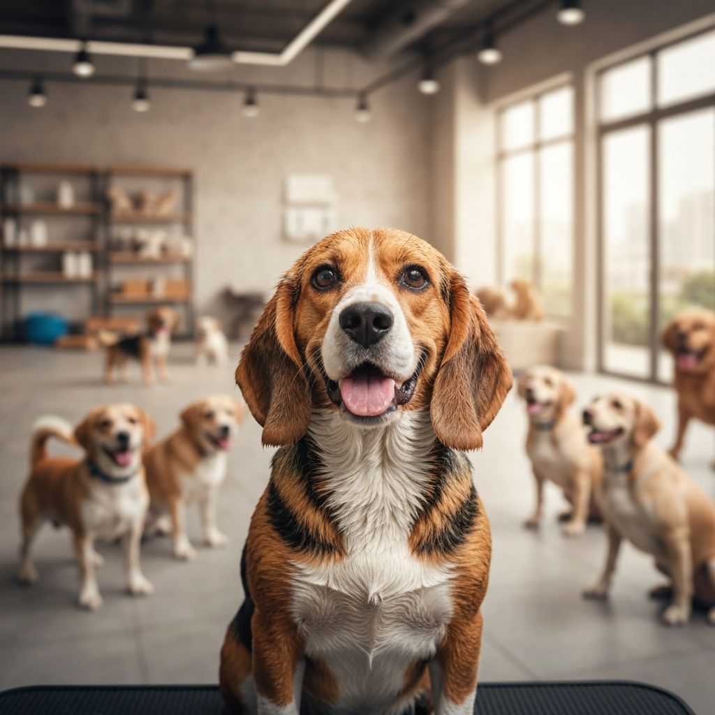 Cão feliz após banho profissional no Skub Pet Shop Santo André